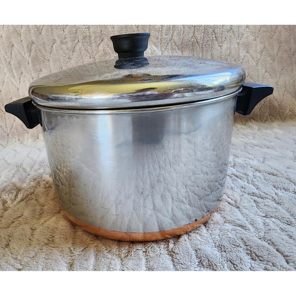 Revere Ware 6 Qt Stock Pot Copper Clad Bottom Stainless Steel With Lid